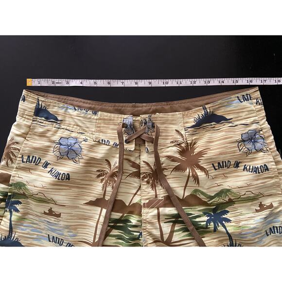 H&M Swimwear Yellow Tropical Island Theme Swim Shorts sz M - Picture 7 of 11